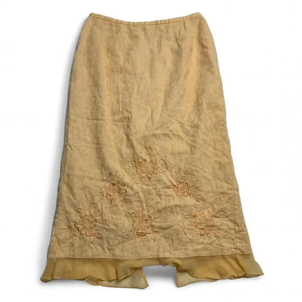 Tropical Fairy Core Orange Sequin Vintage Maxi Skirt Plaza South size Large